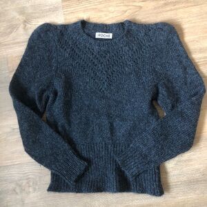 St. Roche Crew Neck Sweater Alpaca Wool Blend Puff Sleeve Size Small Gray
